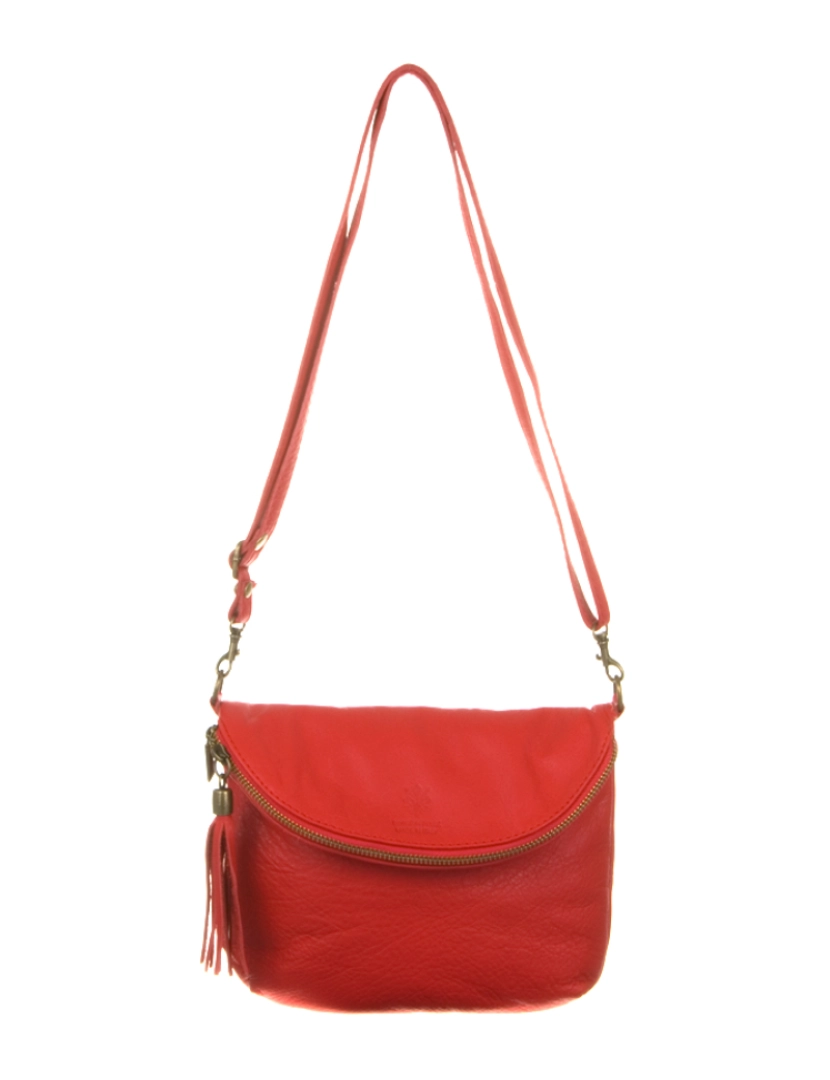 imagem de FIRENZE ARTEGIANI Bolsa de ombro feminina Ancona, couro genuíno Sauvage fabricado na Itália 22x4x18 cm. cor vermelha2