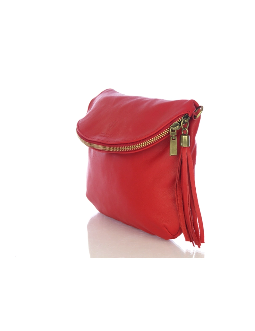 imagem de FIRENZE ARTEGIANI Bolsa de ombro feminina Ancona, couro genuíno Sauvage fabricado na Itália 22x4x18 cm. cor vermelha3