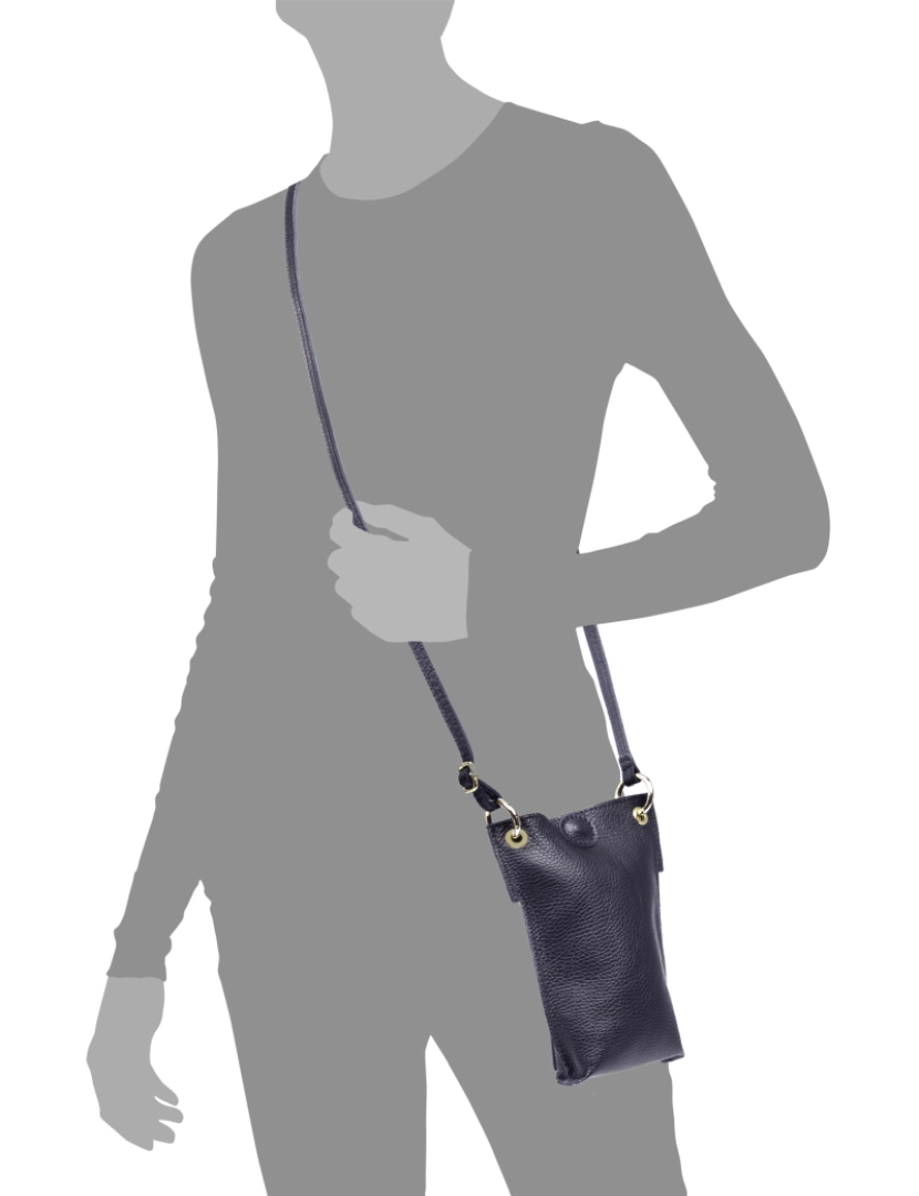 imagem de FIRENZE ARTEGIANI Bolsa de ombro feminina Aidone. Acabamento em couro legítimo Dollaro. Fabricado na Itália 15x4x20 cm. Cor: Azul Escuro4