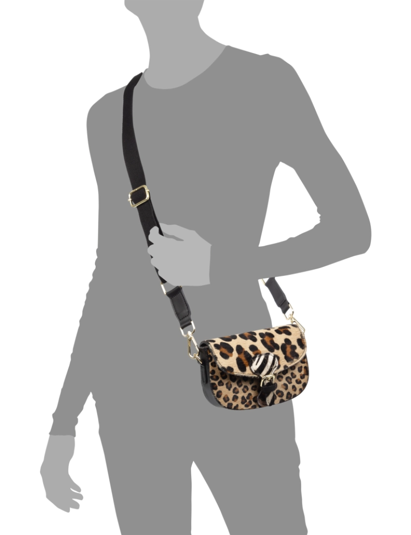 imagem de FIRENZE ARTEGIANI Bolsa de ombro feminina Annone. Acabamento em couro legítimo Cavallino com estampa animal. Fabricado na Itália 20x8x12 cm. Cor: Multicolorido4