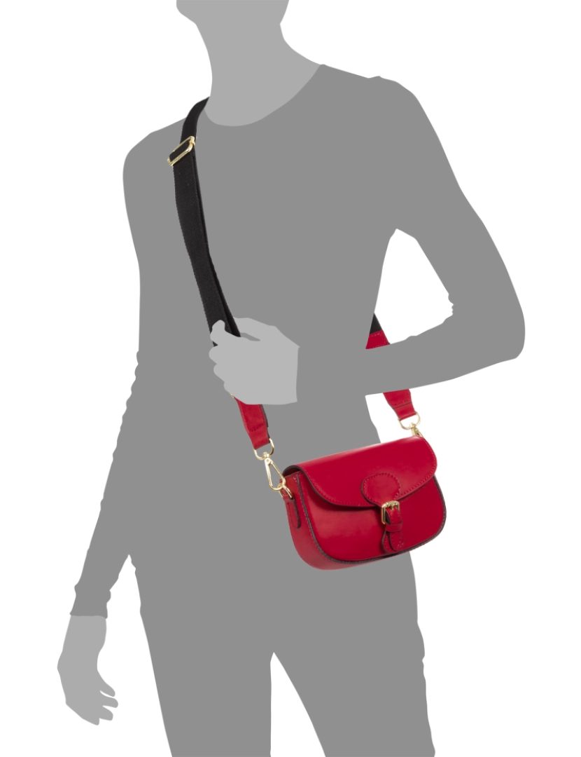 imagem de FIRENZE ARTEGIANI Bolsa de ombro feminina Annone. Acabamento Ruga em couro genuíno Fabricado na Itália 20x8x12 Cm. cor vermelha4