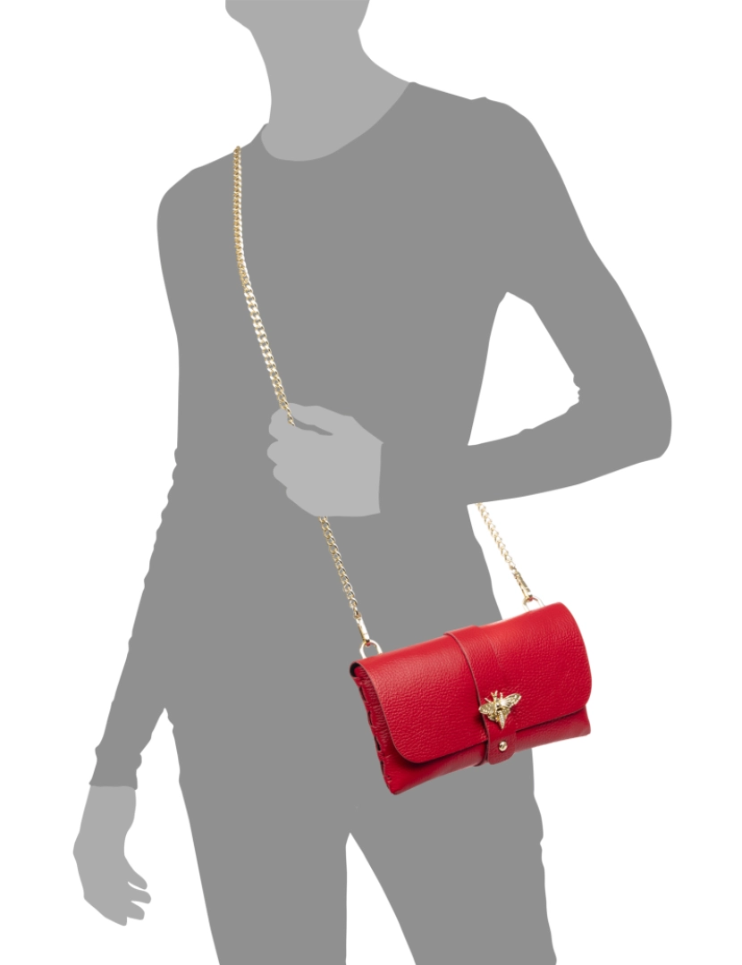 imagem de FIRENZE ARTEGIANI Bolsa de ombro feminina Amaseno. Couro genuíno Dollaro. Fabricado na Itália 23x5,5x12 cm. cor vermelha4