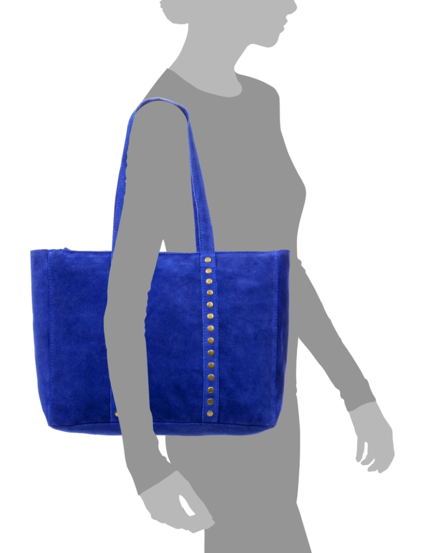 imagem de FIRENZE ARTEGIANI Bolsa de ombro feminina Alonte. Couro camurça genuíno. Fabricado na Itália 38x12x30 cm. Cor: Azul Elétrico4