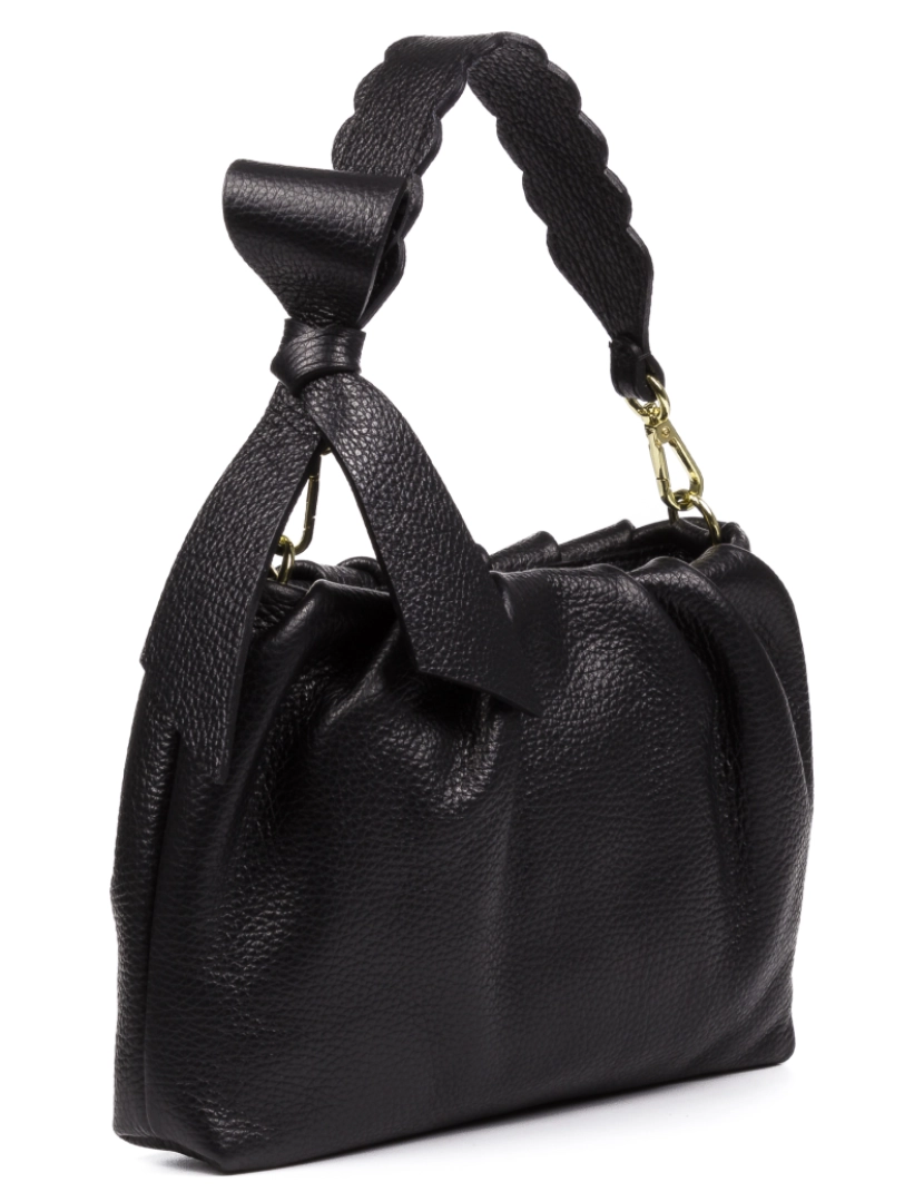imagem de FIRENZE ARTEGIANI Bolsa feminina Allein e bolsa de ombro. Couro genuíno Dollaro. Fabricado na Itália 27x10x16,5 cm. Cor preta2