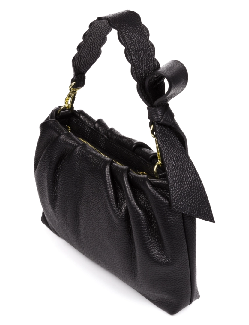 imagem de FIRENZE ARTEGIANI Bolsa feminina Allein e bolsa de ombro. Couro genuíno Dollaro. Fabricado na Itália 27x10x16,5 cm. Cor preta3