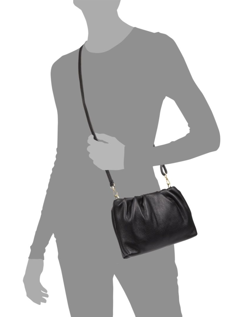 imagem de FIRENZE ARTEGIANI Bolsa feminina Allein e bolsa de ombro. Couro genuíno Dollaro. Fabricado na Itália 27x10x16,5 cm. Cor preta4