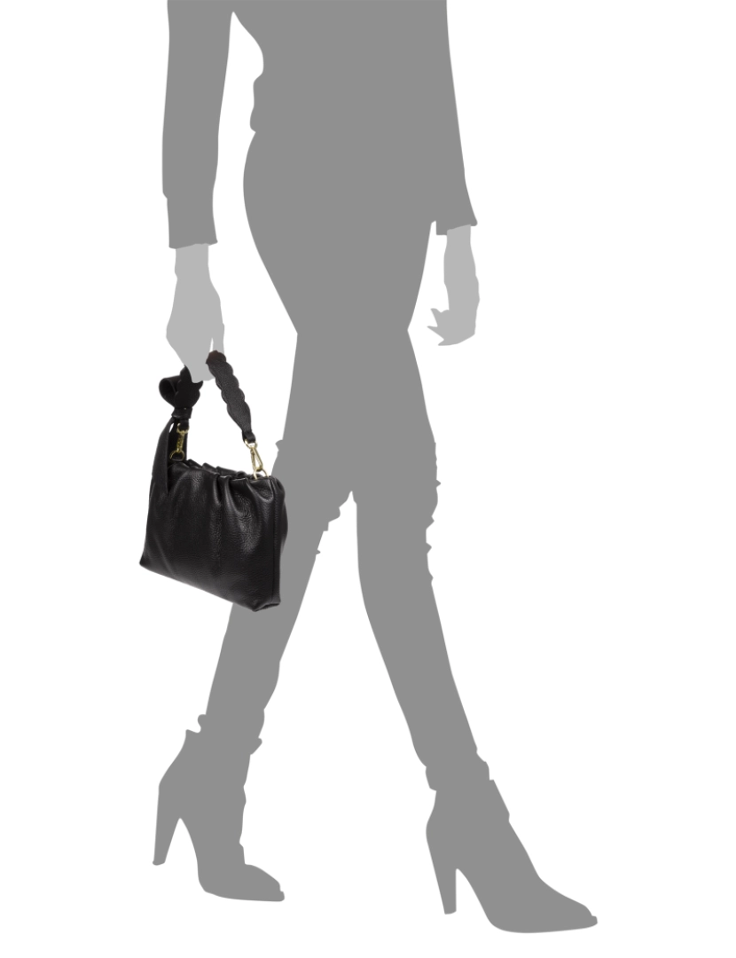 imagem de FIRENZE ARTEGIANI Bolsa feminina Allein e bolsa de ombro. Couro genuíno Dollaro. Fabricado na Itália 27x10x16,5 cm. Cor preta5