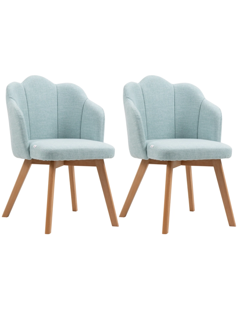 Homcom - Cadeiras Sala de Jantar 58x60x82cm cor azul esverdeado 835-918V00GN