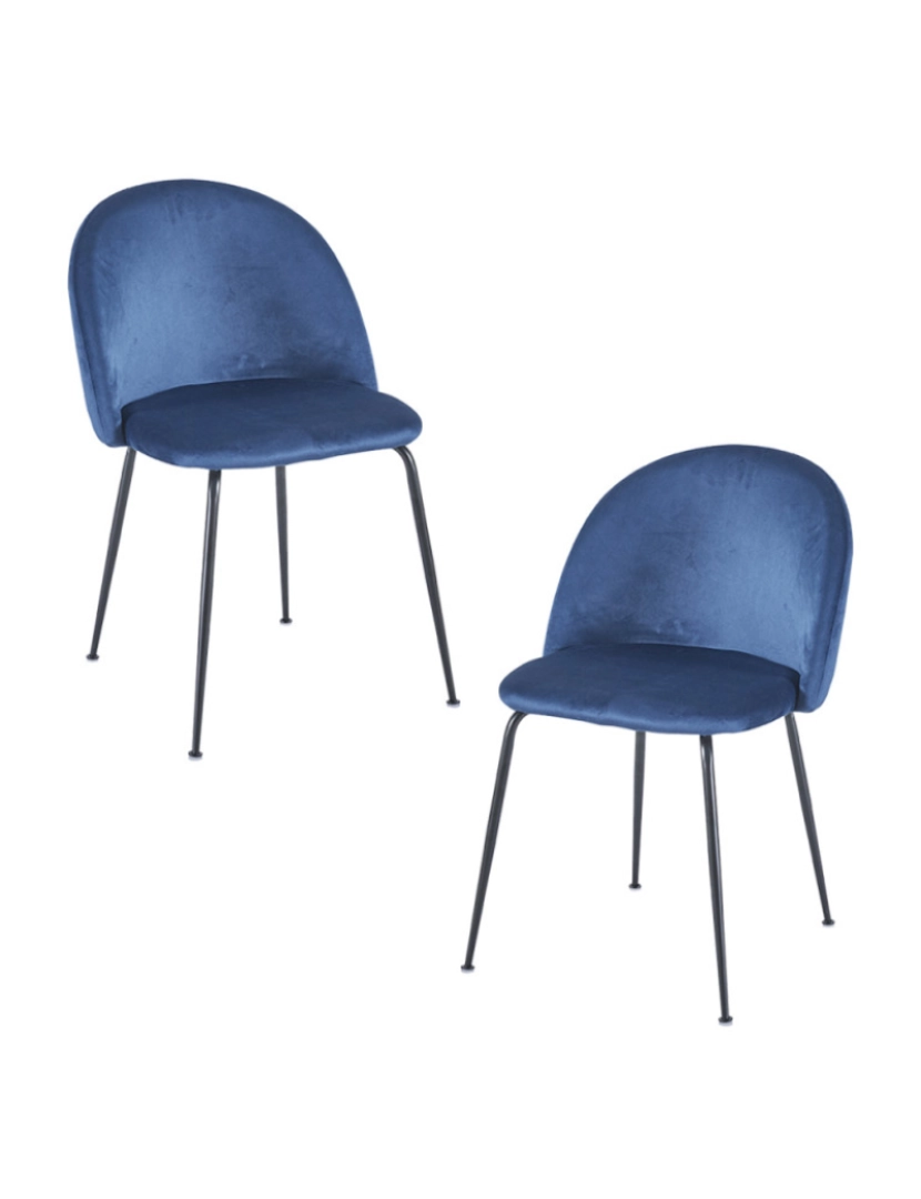Presentes Miguel - Pack 2 Cadeiras Black Dalnia Veludo - Azul
