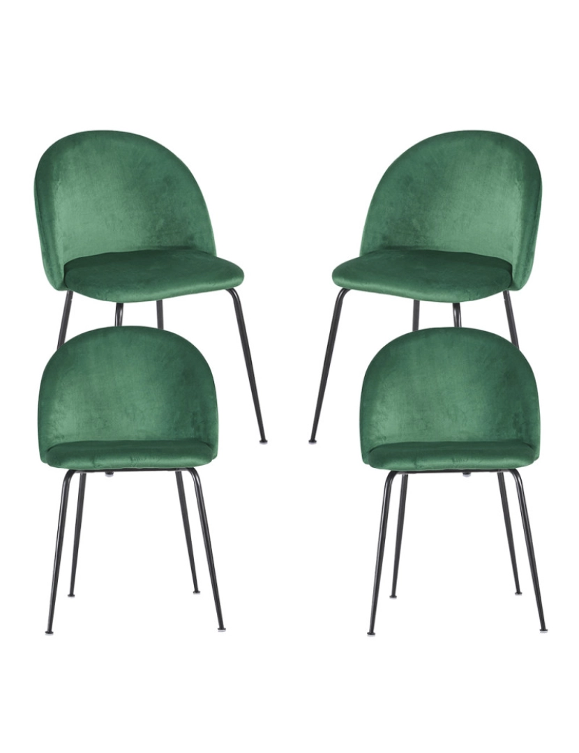 Presentes Miguel - Pack 4 Cadeiras Black Dalnia Veludo - Verde