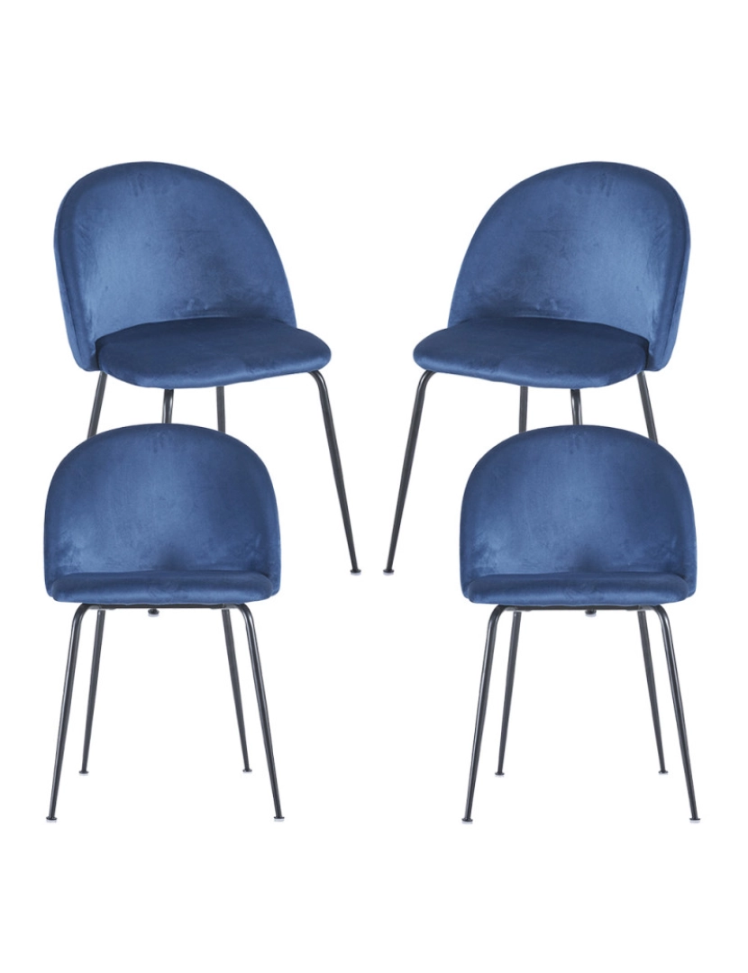 Presentes Miguel - Pack 4 Cadeiras Black Dalnia Veludo - Azul