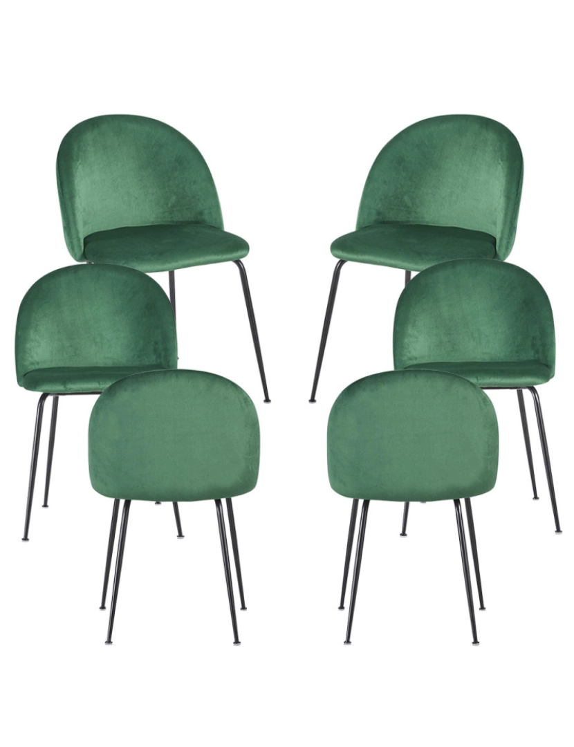Presentes Miguel - Pack 6 Cadeiras Black Dalnia Veludo - Verde