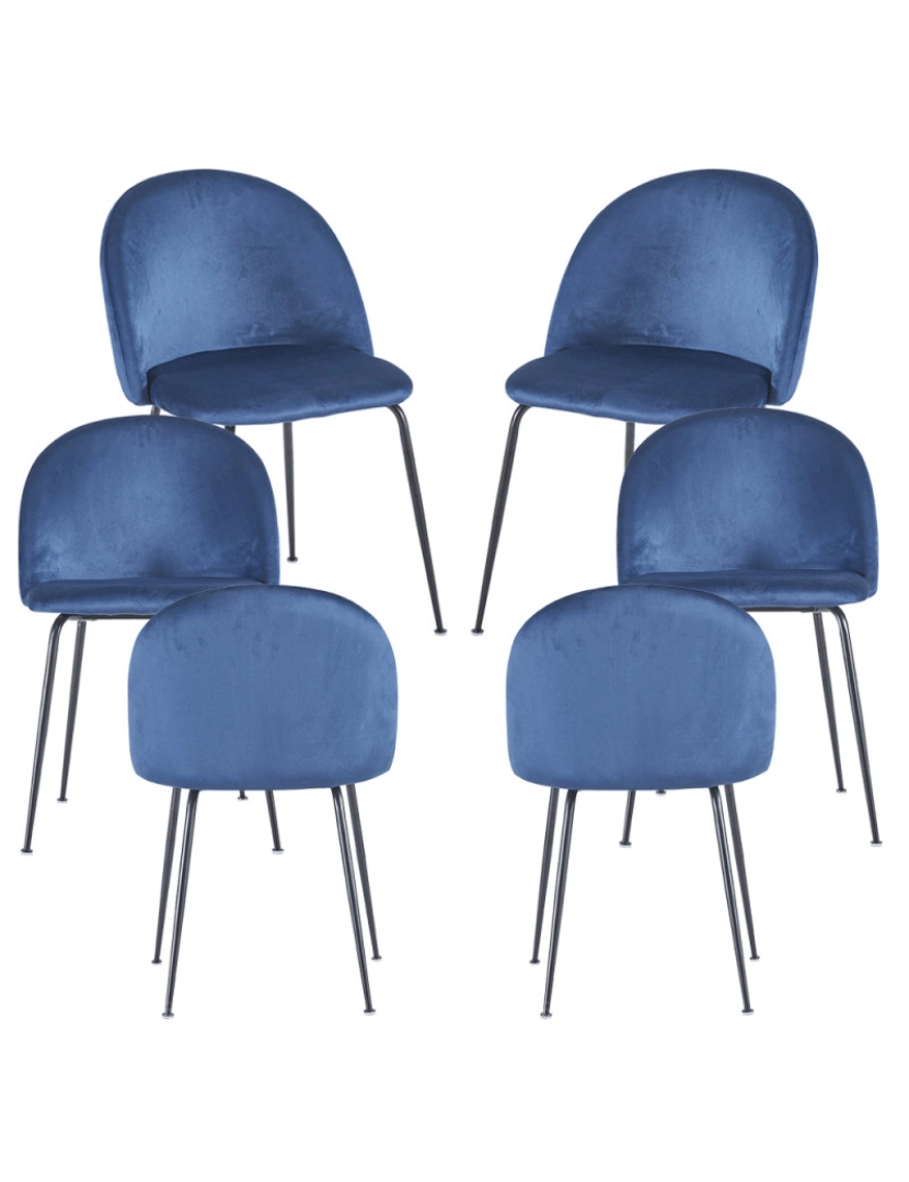 Presentes Miguel - Pack 6 Cadeiras Black Dalnia Veludo - Azul