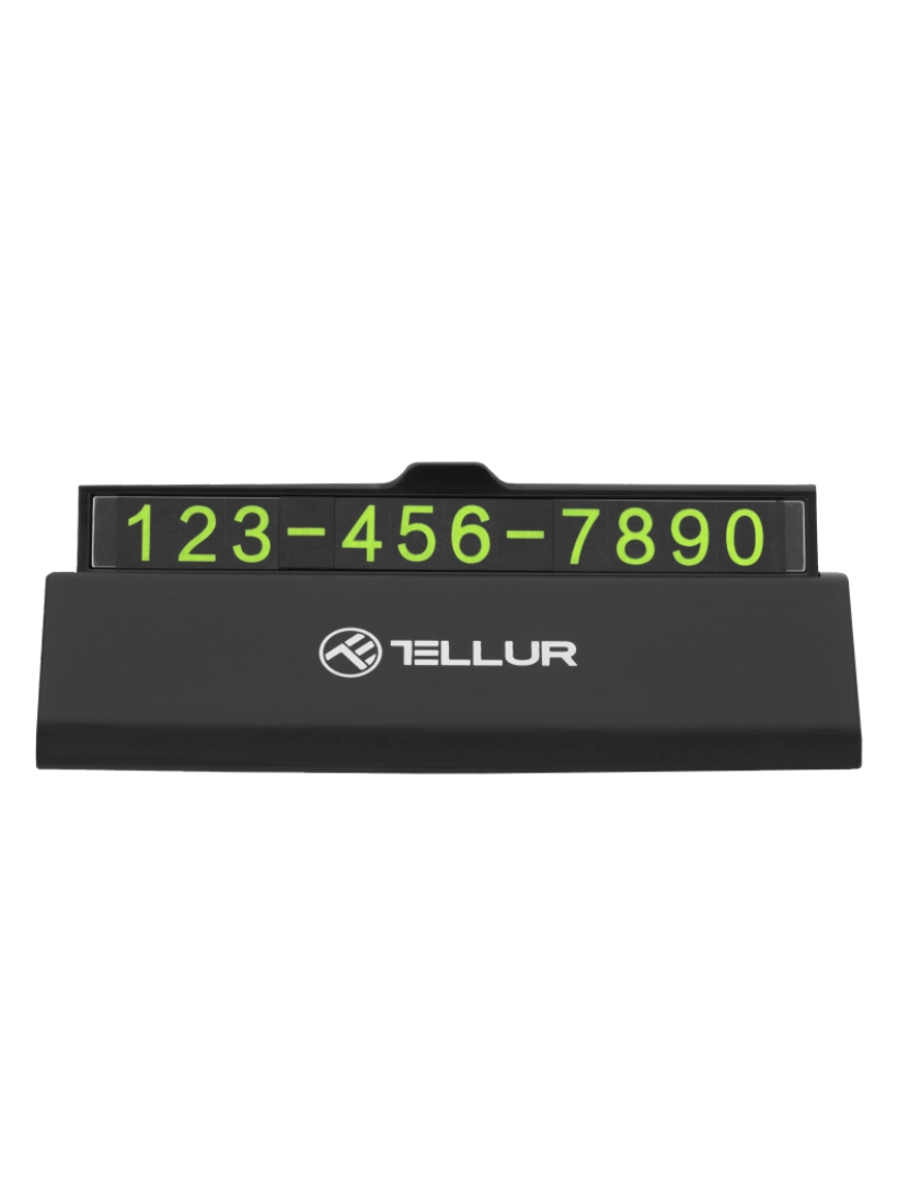 Tellur - Cartão com número de telefone para estacionamento temporário Tellur, preto