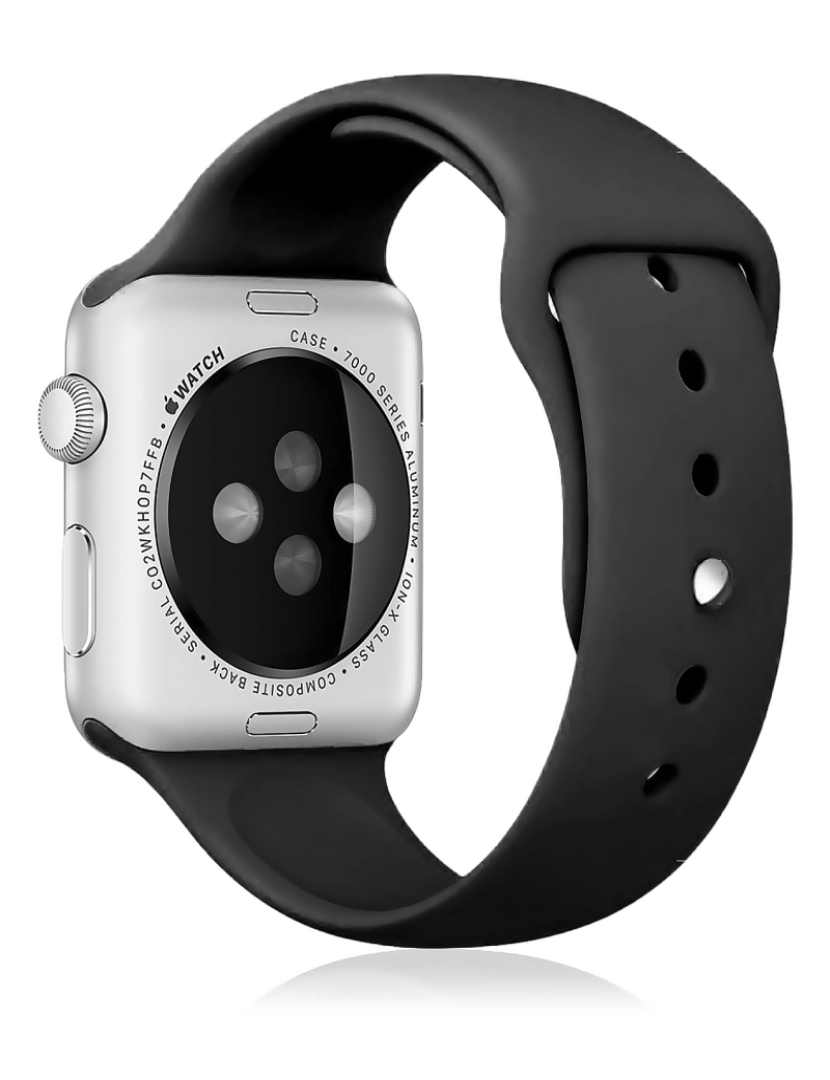 imagem de DAM Pulseira de silicone  compatível com Apple Watch: 38/40/41mm Tamanho S/M 20x2x0,2 Cm. Cor preta2