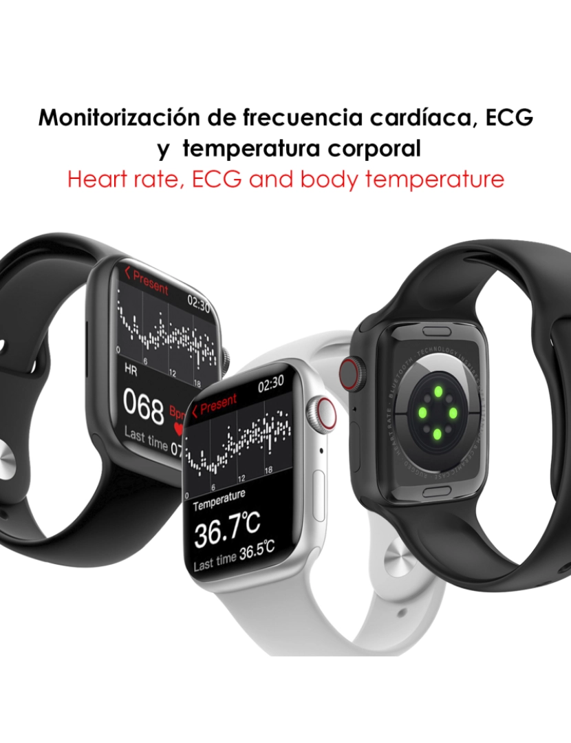 imagem de DAM  Smartwatch W29 Max com tela 2.1 e modo sempre ligado. Monitor cardíaco 24h, O2 no sangue, notificações de aplicativos. 4,8x1,1x3,9cm. Cor preta2