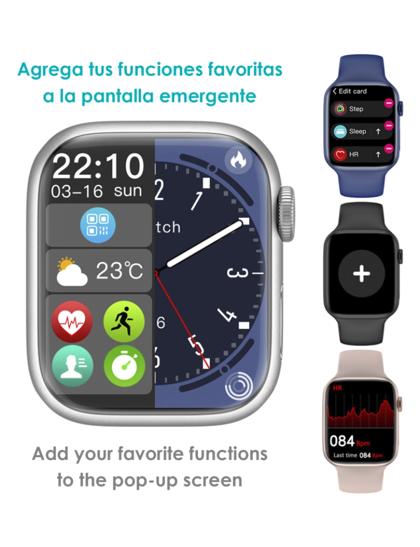 imagem de DAM  Smartwatch W29 Max com tela 2.1 e modo sempre ligado. Monitor cardíaco 24h, O2 no sangue, notificações de aplicativos. 4,8x1,1x3,9cm. Cor preta3