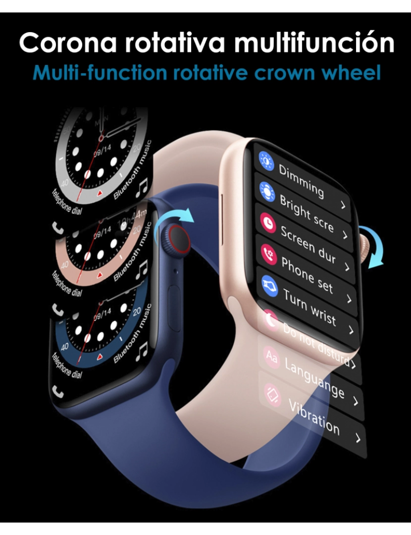 imagem de DAM  Smartwatch W29 Max com tela 2.1 e modo sempre ligado. Monitor cardíaco 24h, O2 no sangue, notificações de aplicativos. 4,8x1,1x3,9cm. Cor preta5