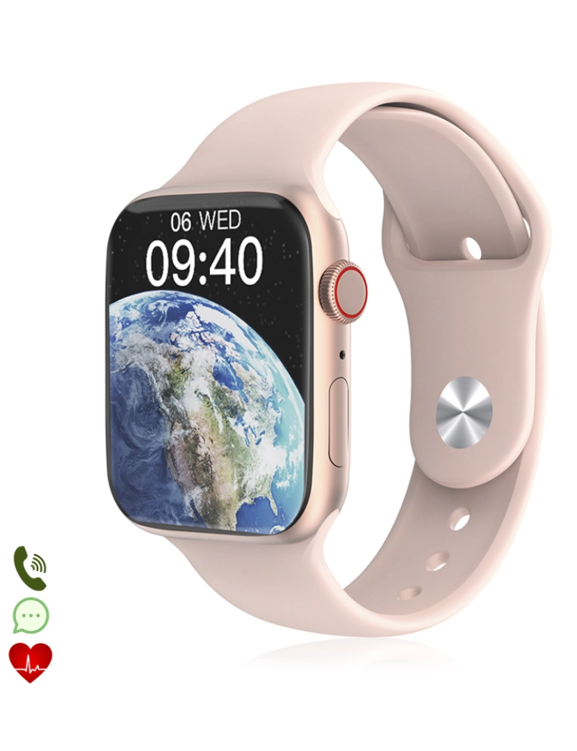 DAM - DAM  Smartwatch W29 Max com tela 2.1 e modo sempre ligado. Monitor cardíaco 24h, O2 no sangue, notificações de aplicativos. 4,8x1,1x3,9cm. Cor rosa