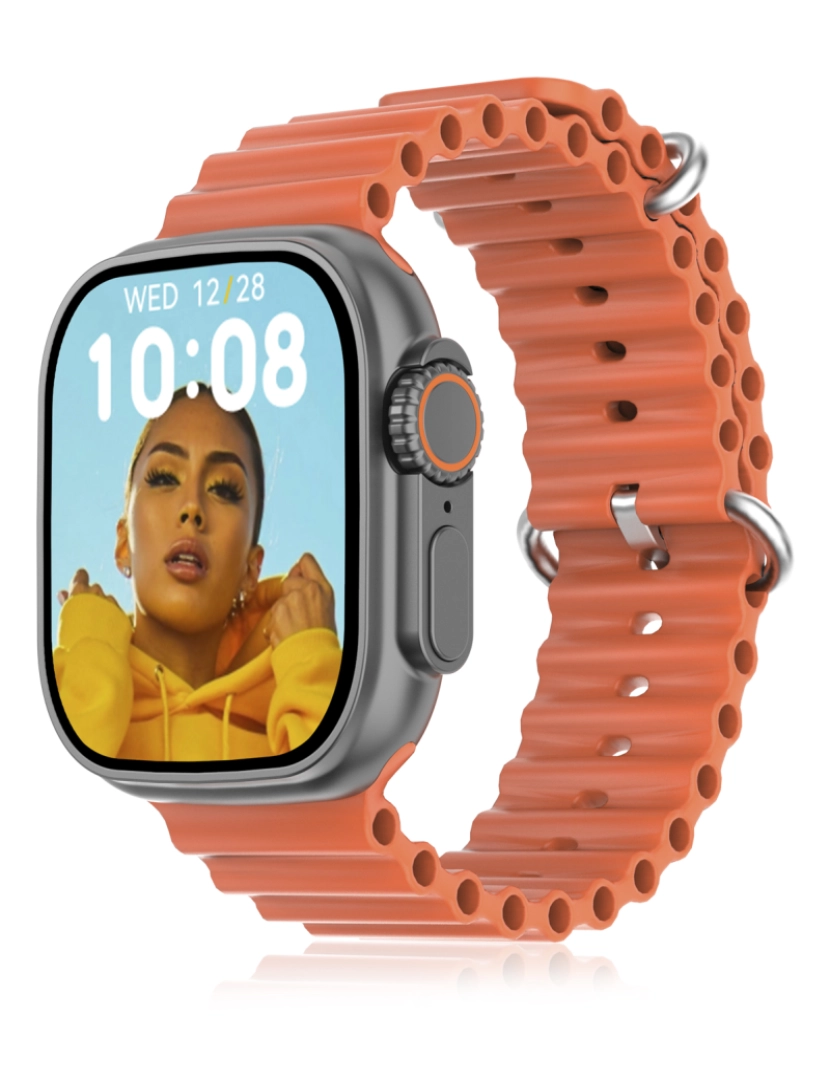 imagem de DAM  Smartwatch DT8 Ultra com tela HR de 2,0 polegadas e função Always-On display. Widgets personalizáveis. Alça de banda marítima. 4,8x1,3x4,3cm. Cor laranja10