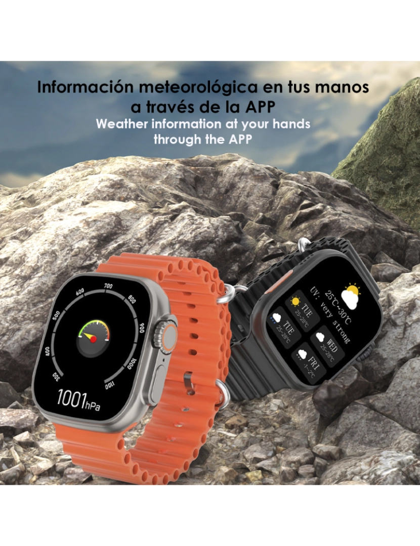 imagem de DAM  Smartwatch DT8 Ultra com tela HR de 2,0 polegadas e função Always-On display. Widgets personalizáveis. Alça de banda marítima. 4,8x1,3x4,3cm. Cor laranja8