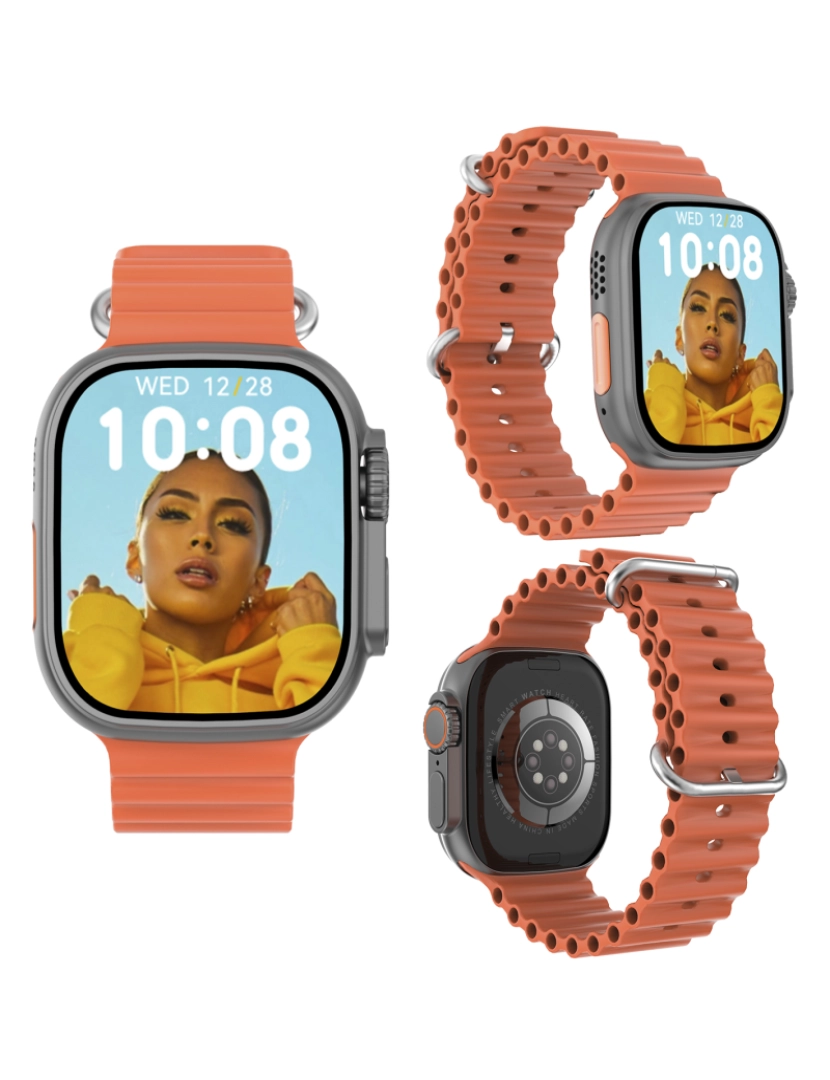 imagem de DAM  Smartwatch DT8 Ultra com tela HR de 2,0 polegadas e função Always-On display. Widgets personalizáveis. Alça de banda marítima. 4,8x1,3x4,3cm. Cor laranja9