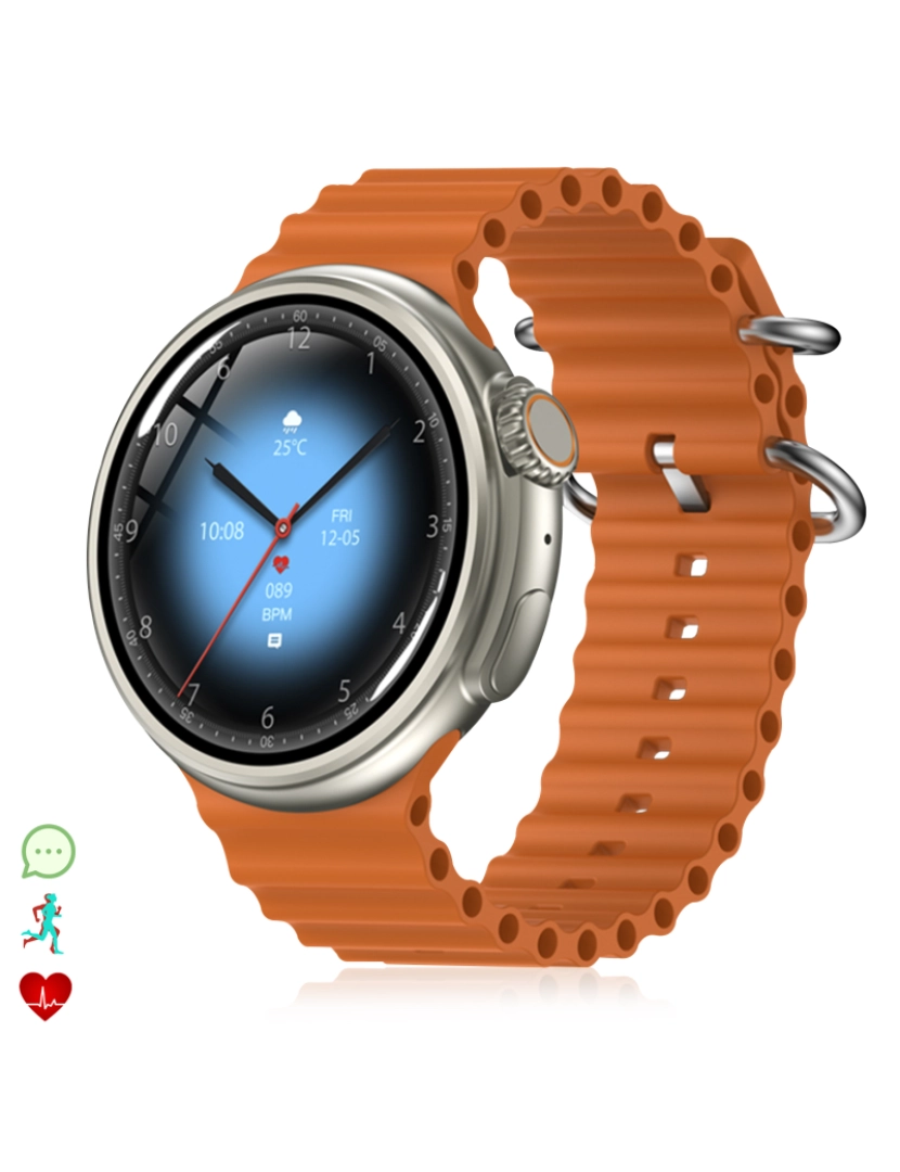 imagem de DAM  Smartwatch Z78 Ultra com coroa multifuncional inteligente, widgets personalizáveis, acesso direto ao Siri. Termômetro, O2 e tensão. 5,1x1,1x5 cm. Cor laranja1