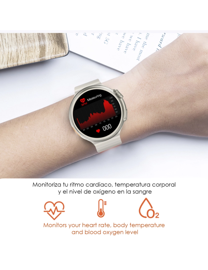 imagem de DAM  Smartwatch Z78 Ultra com coroa multifuncional inteligente, widgets personalizáveis, acesso direto ao Siri. Termômetro, O2 e tensão. 5,1x1,1x5 cm. Cor laranja3