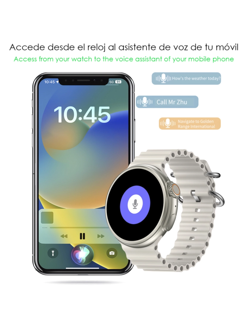 imagem de DAM  Smartwatch Z78 Ultra com coroa multifuncional inteligente, widgets personalizáveis, acesso direto ao Siri. Termômetro, O2 e tensão. 5,1x1,1x5 cm. Cor laranja5