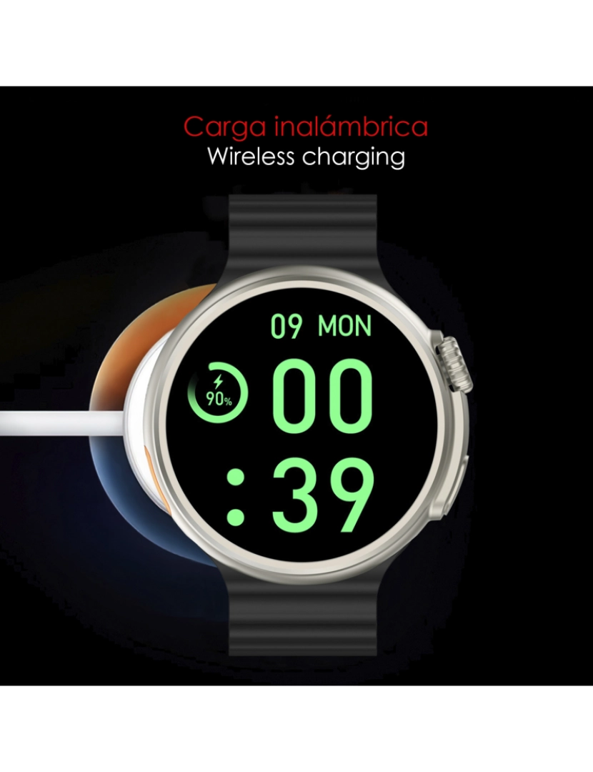 imagem de DAM  Smartwatch Z78 Ultra com coroa multifuncional inteligente, widgets personalizáveis, acesso direto ao Siri. Termômetro, O2 e tensão. 5,1x1,1x5 cm. Cor laranja6