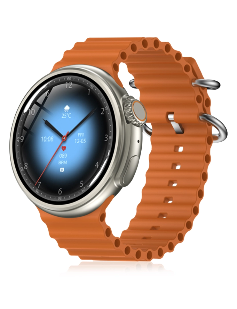 imagem de DAM  Smartwatch Z78 Ultra com coroa multifuncional inteligente, widgets personalizáveis, acesso direto ao Siri. Termômetro, O2 e tensão. 5,1x1,1x5 cm. Cor laranja9