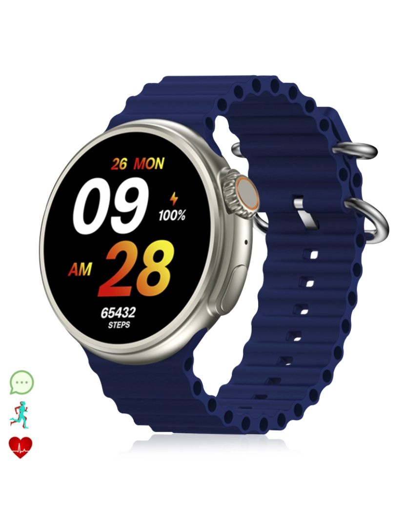 imagem de DAM  Smartwatch Z78 Ultra com coroa multifuncional inteligente, widgets personalizáveis, acesso direto ao Siri. Termômetro, O2 e tensão. 5,1x1,1x5 cm. Cor: Azul Escuro1