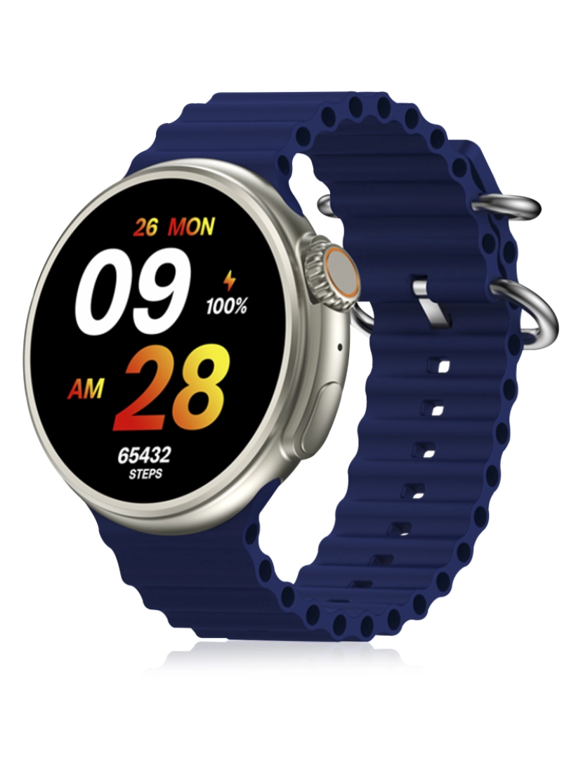 imagem de DAM  Smartwatch Z78 Ultra com coroa multifuncional inteligente, widgets personalizáveis, acesso direto ao Siri. Termômetro, O2 e tensão. 5,1x1,1x5 cm. Cor: Azul Escuro9