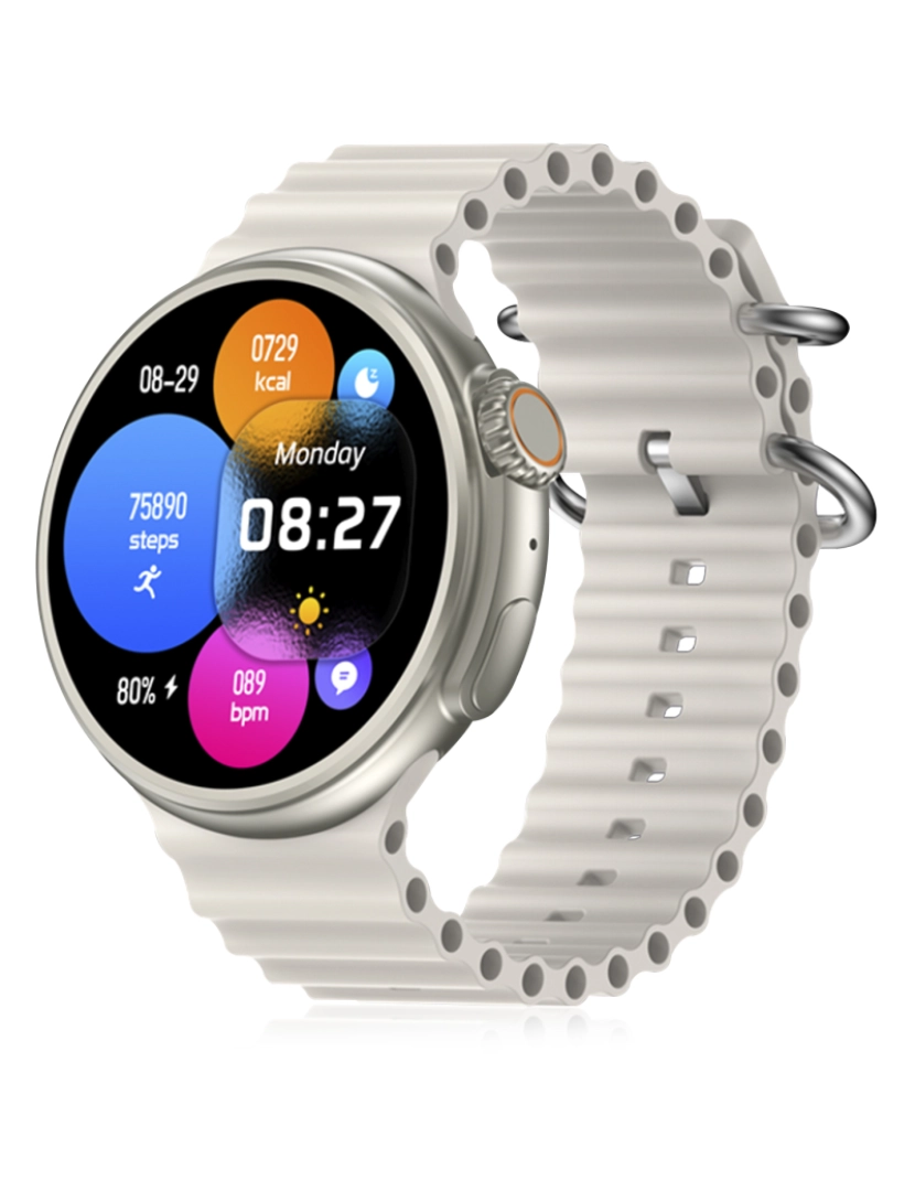 imagem de DAM  Smartwatch Z78 Ultra com coroa multifuncional inteligente, widgets personalizáveis, acesso direto ao Siri. Termômetro, O2 e tensão. 5,1x1,1x5 cm. Cor: Branco9