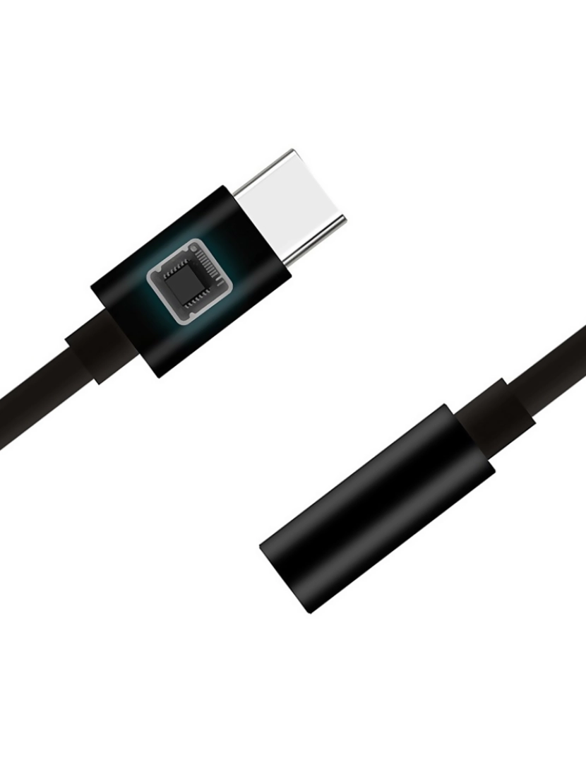 imagem de DAM Cabo adaptador de fone de ouvido  para conexão Tipo C, com saída minijack de 3,5 mm 10x2x1 Cm. Cor preta2