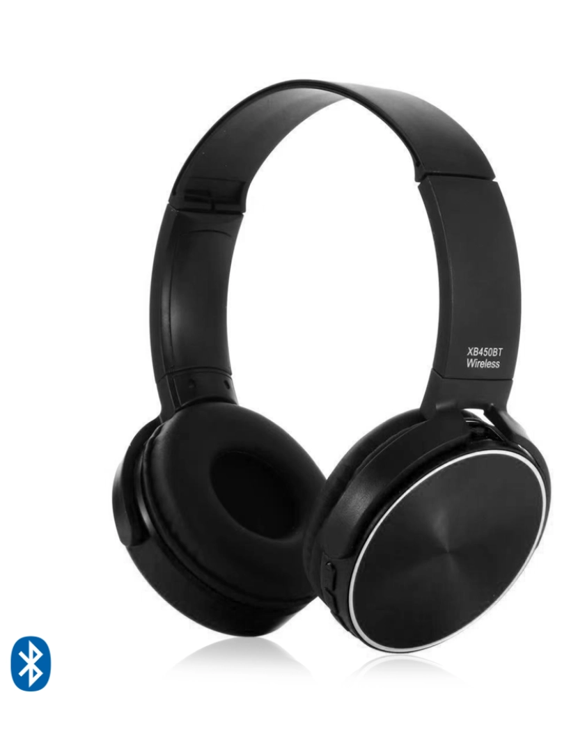 DAM - DAM Fones de ouvido Bluetooth sem fio  450BT. Inclui cabo jack de 3,5 mm. Cor preta