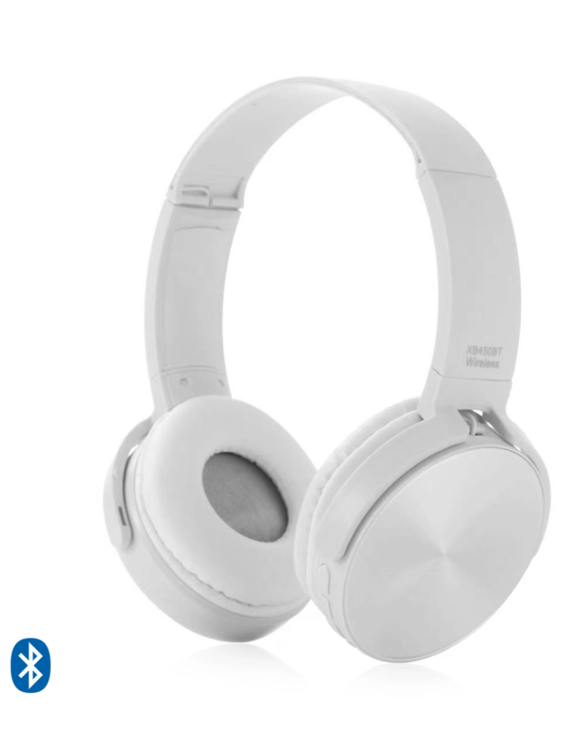 DAM - DAM Fones de ouvido Bluetooth sem fio  450BT. Inclui cabo jack de 3,5 mm. Cor branca