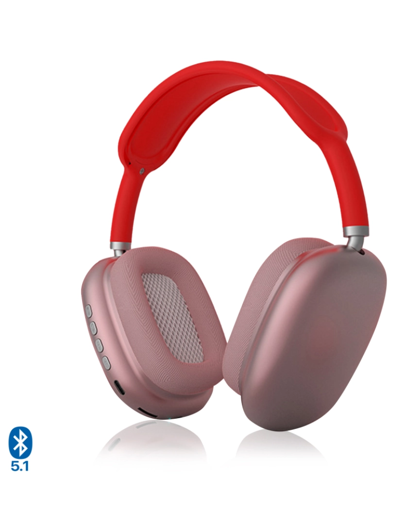DAM - DAM Fones de ouvido Blueooth sem fio  P9, ergonômicos. Inclui cabo jack de 3,5 mm. cor vermelha