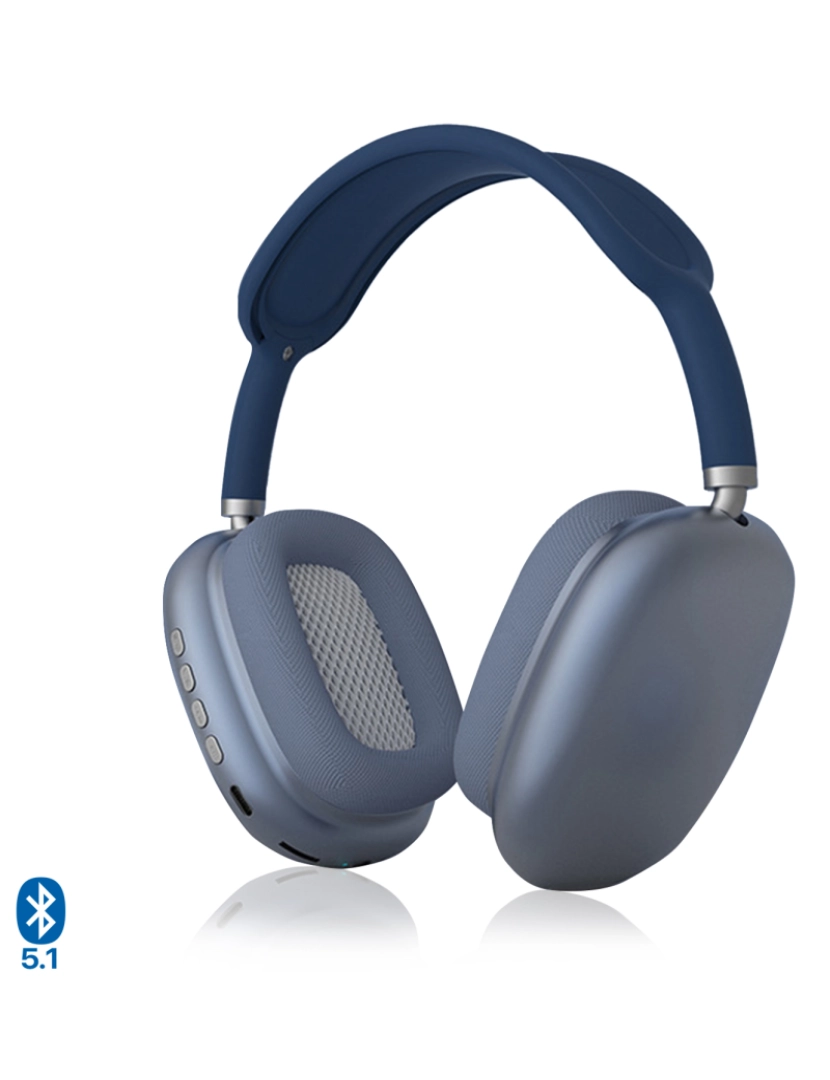 imagem de DAM Fones de ouvido Blueooth sem fio  P9, ergonômicos. Inclui cabo jack de 3,5 mm. Cor azul1