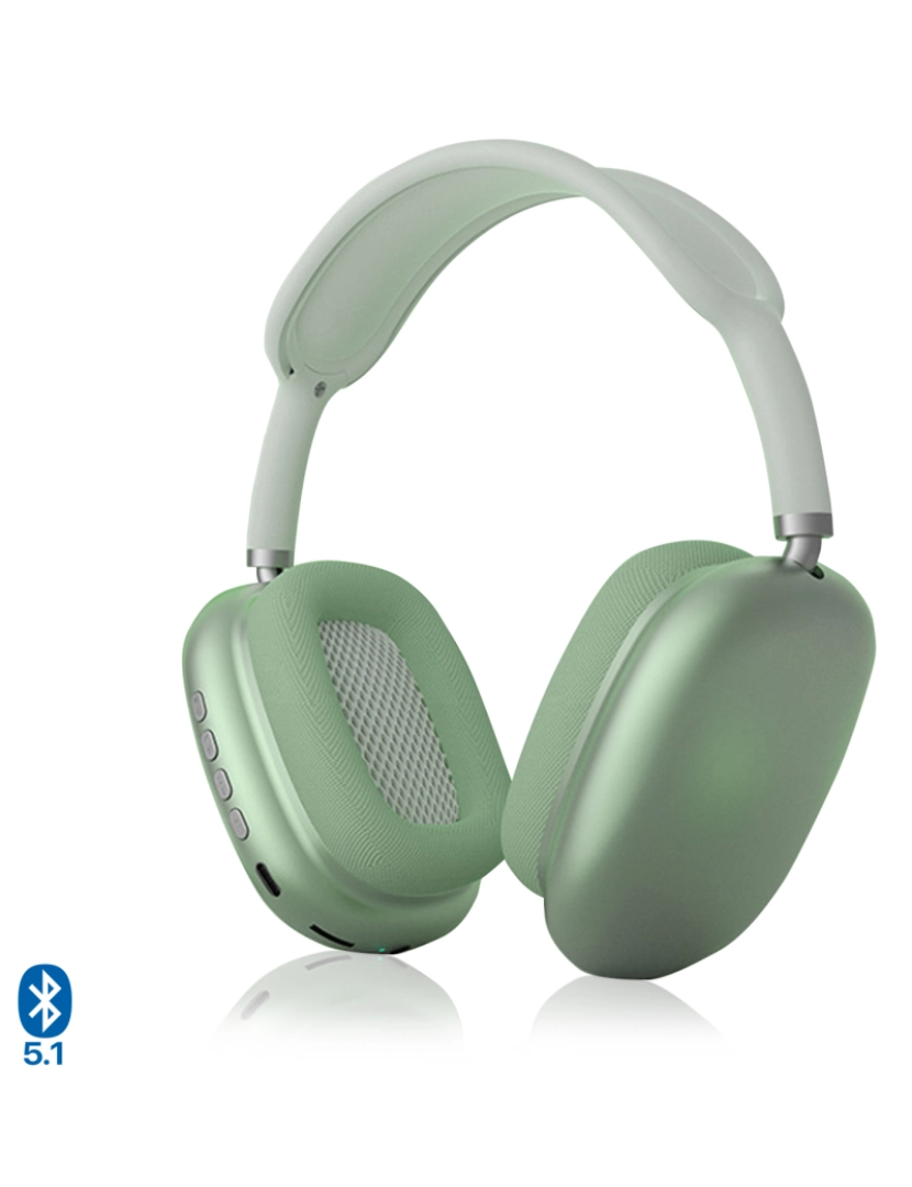 imagem de DAM Fones de ouvido Blueooth sem fio  P9, ergonômicos. Inclui cabo jack de 3,5 mm. Cor verde1