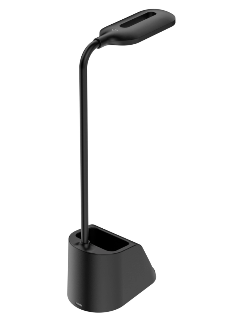 imagem de DAM Porta-canetas multifuncional  com carregador sem fio Qi, lâmpada LED ajustável e rotação de 360. 16x7,5x31 Cm. Cor branca2