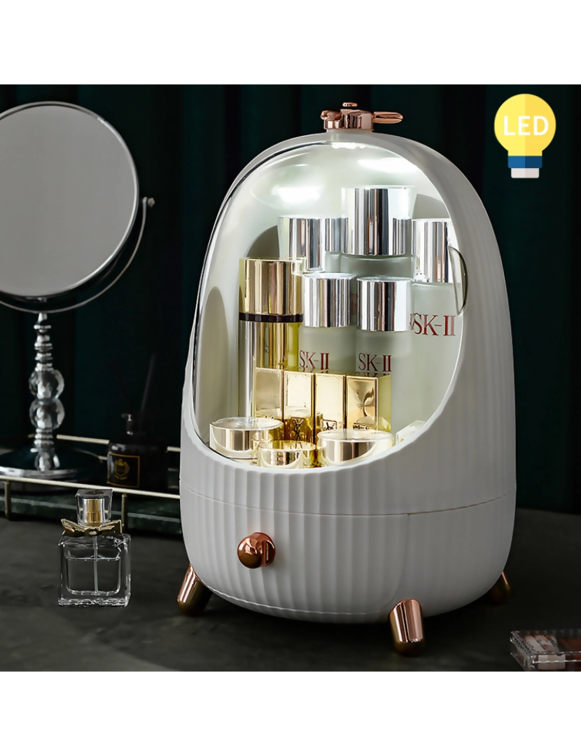 Toucador com Espelho com Luz LED e Banco Conjunto de Mesa de Maquilhagem  com 4 Gavetas de Armazenamento para Dormitório 80x40x133cm Branco