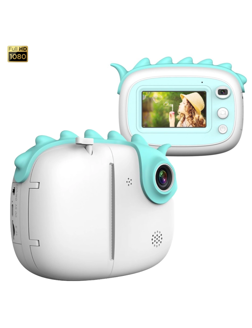 DAM - DAM Câmera digital  A6 com impressão instantânea. Tela sensível ao toque, vídeo Full HD. 12x5x8 cm. Cor azul