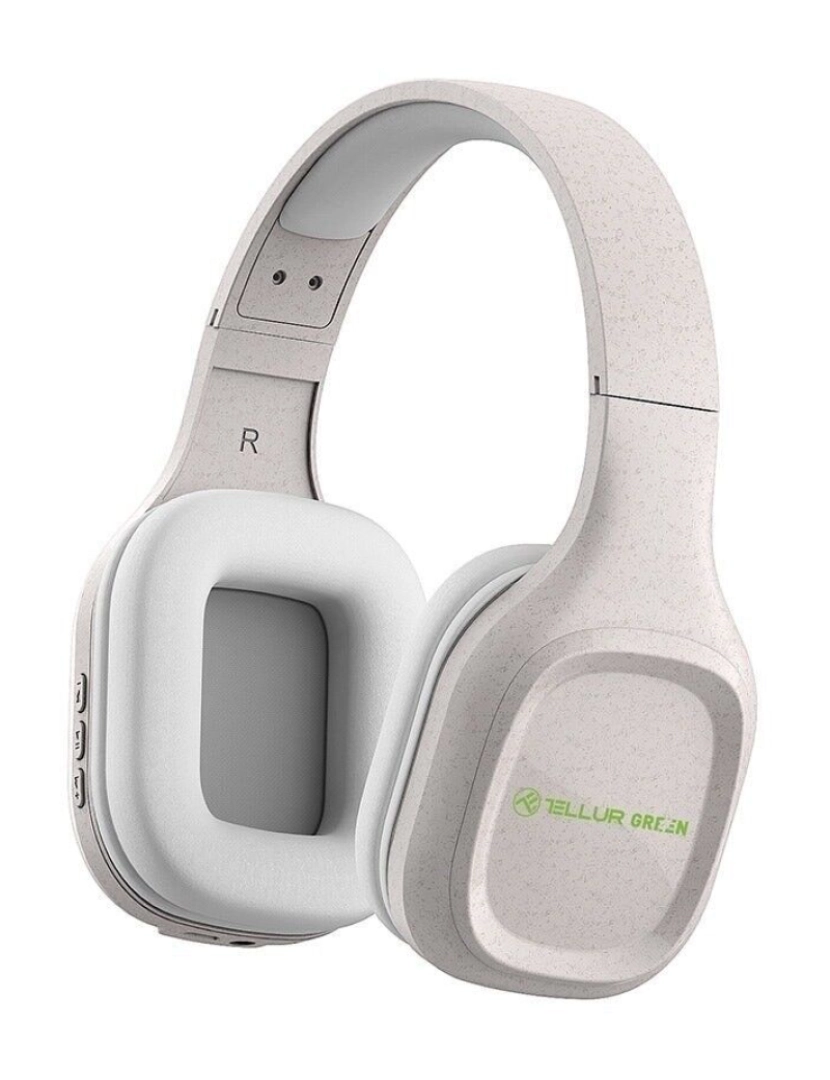 Tellur - Auscultadores Bluetooth Over-Ear Verde Tellur Pulse Dobr�vel Palha de Trigo Creme