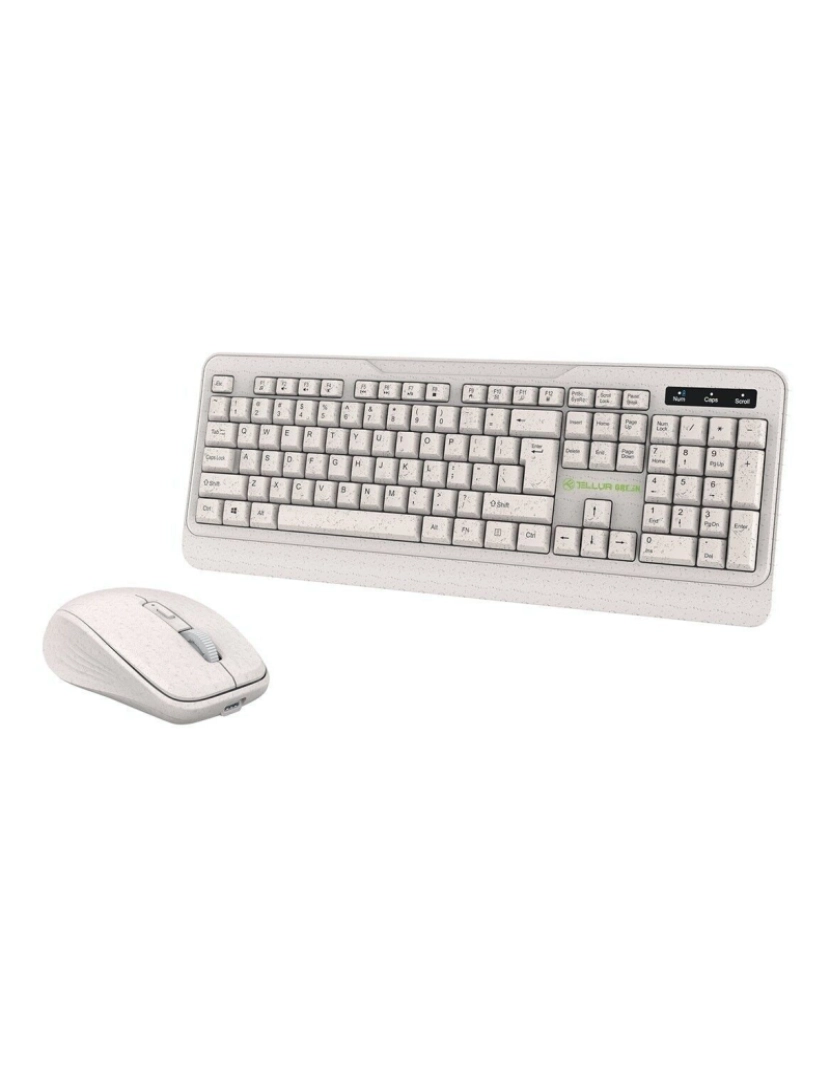 Tellur - Kit de teclado e mouse sem fio Tellur Green, 2,4 GHz, receptor nano, creme