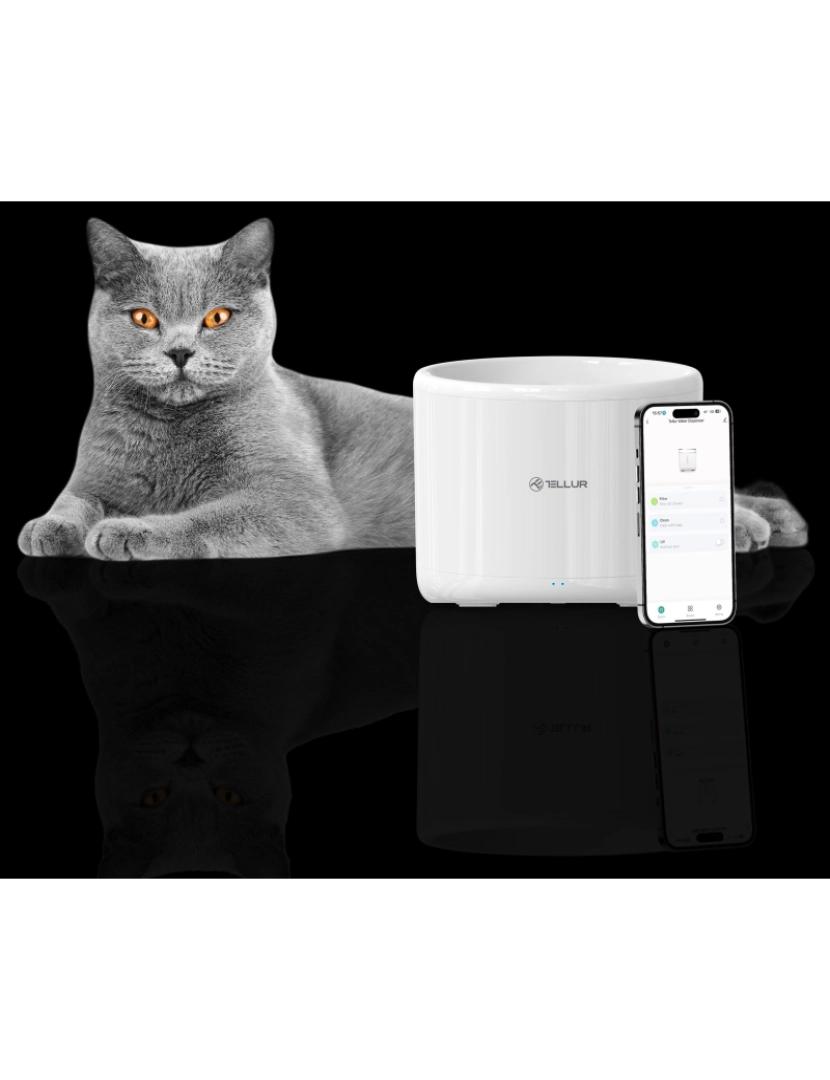 imagem de Dispensador de Água para Animais de Estimação Tellur Smart Wifi 2L Branco1