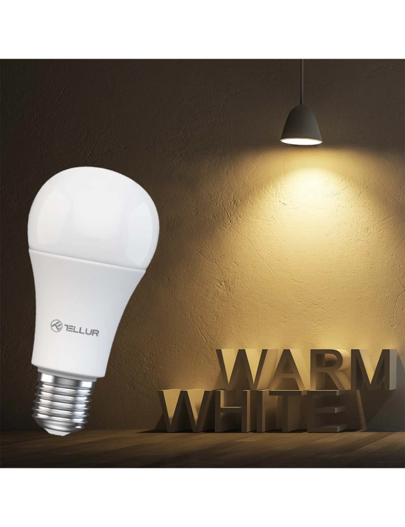 imagem de Lâmpada Inteligente Tellur Wifi E27 10 W Branco/Quente Dimmer2
