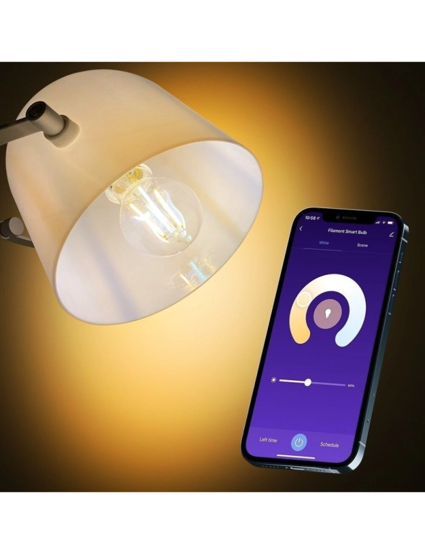 imagem de Lâmpada de Filamento Tellur Smart Wifi E27 6W Transparente Branca/Quente Dimmer3