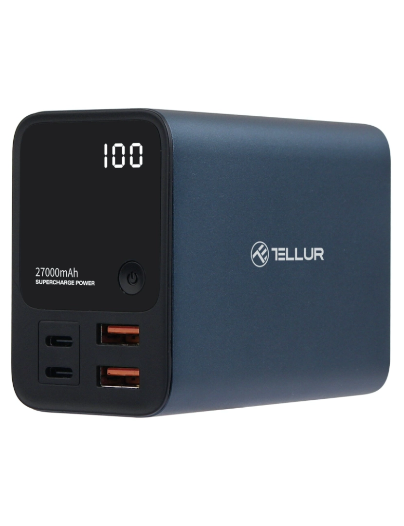Tellur - TELLUR Pd903 Ultra Pro 27000Mah Power Bank 222.5W 2Xqc3.0 22.5W 2Xpd100W Display Lcd Azul