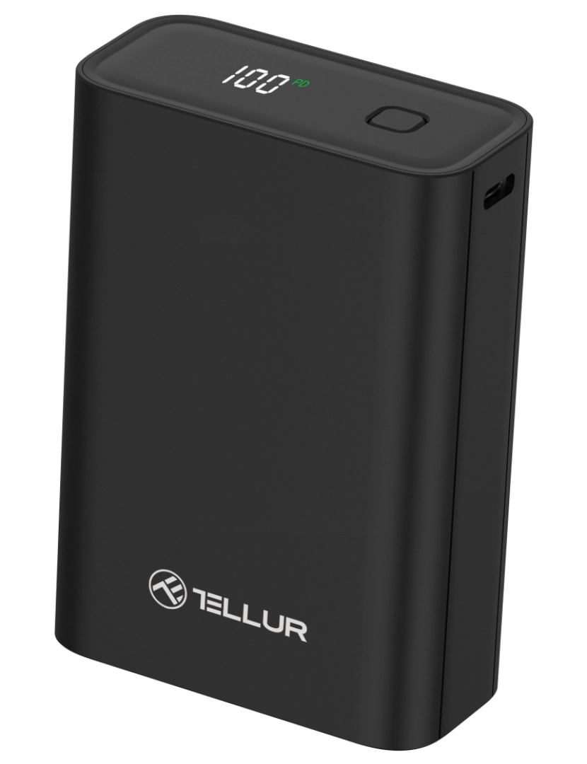Tellur - TELLUR Pd702 Compact Pro 20000Mah Power Bank Qc3.0 22,5W Pd20W Display Lcd Preto